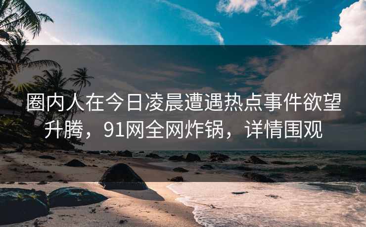 圈内人在今日凌晨遭遇热点事件欲望升腾,91网全网炸锅,详情围观 圈内人在今日凌晨遭遇热点事件欲望升腾,91网全网炸锅,详情围观