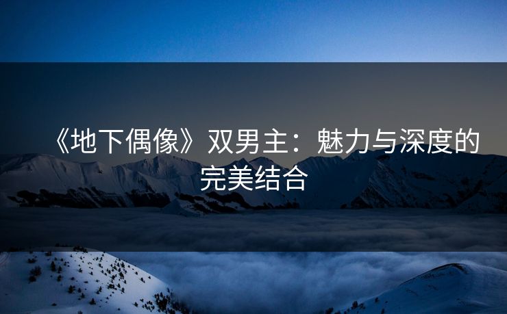《地下偶像》双男主：魅力与深度的完美结合