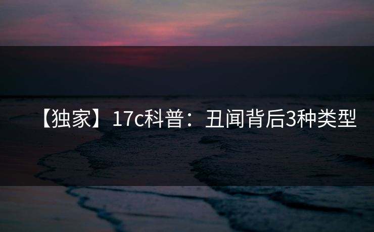 【独家】17c科普：丑闻背后3种类型